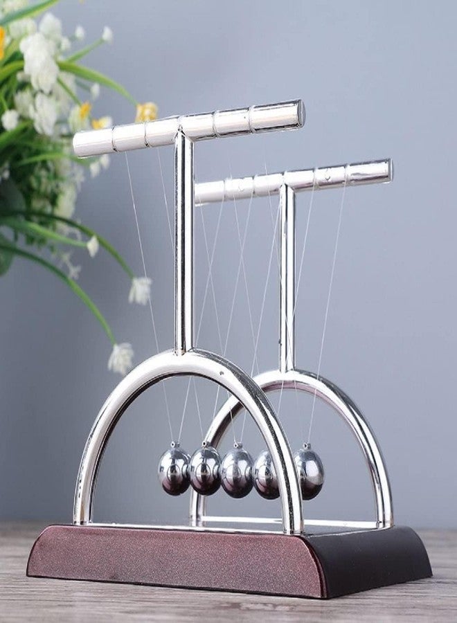 Rukshv Newton's Cradle Desk Toy, Executive Metal Pendulum Swing, Stress Reliever & Office Decoration with Polished Plastic Base & Nylon Strings for Office - Image 2